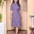 purple solid half sleeve midi dress for women