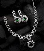 Statement green ad necklace set