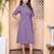 purple solid half sleeve midi dress for women