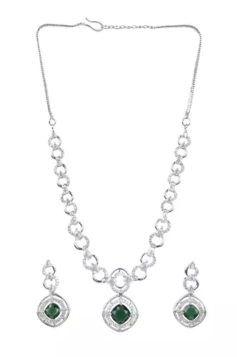 Statement green ad necklace set