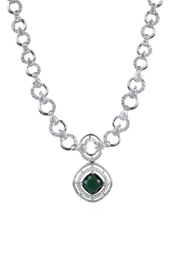 Statement green ad necklace set