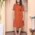   womens rust solid midi dress and side belt