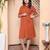   womens rust solid midi dress and side belt