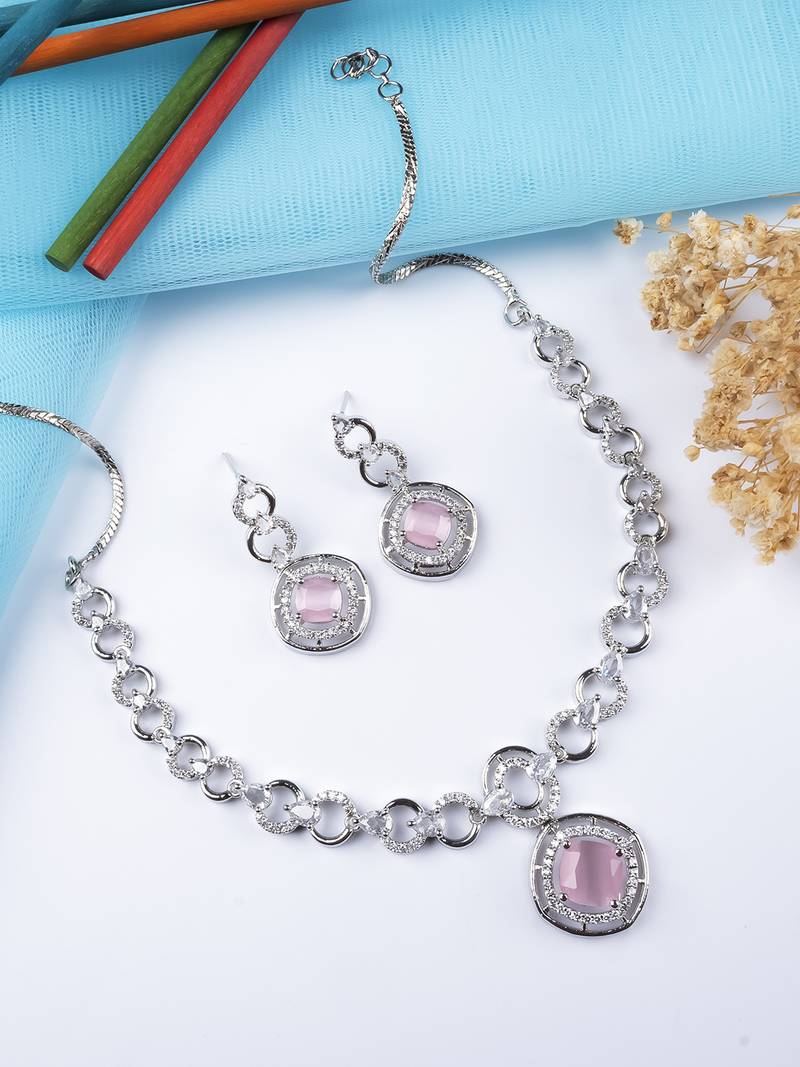 Statement pink ad necklace set