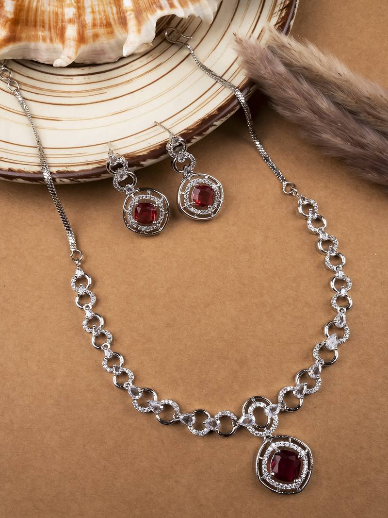Statement red ad necklace set