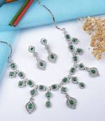 Luxury look green american diamond necklace set