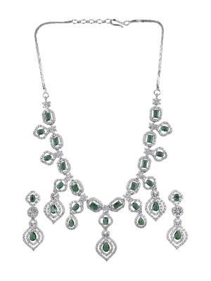 Luxury look green american diamond necklace set 2
