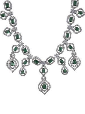 Luxury look green american diamond necklace set 3