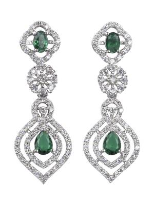 Luxury look green american diamond necklace set 4