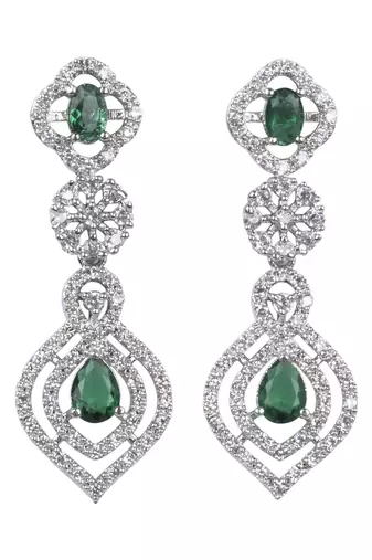 Luxury look green american diamond necklace set