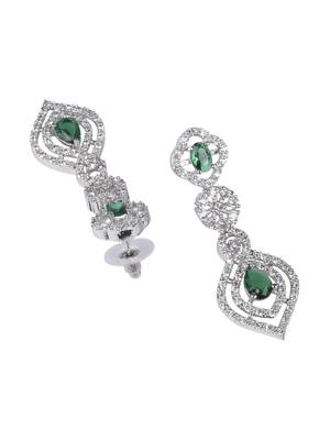 Luxury look green american diamond necklace set 5