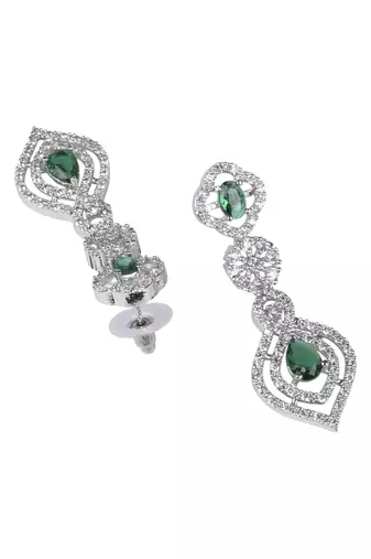 Luxury look green american diamond necklace set