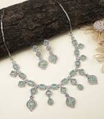 Luxury look turquoise american diamond necklace set