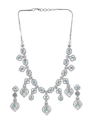 Luxury look turquoise american diamond necklace set 2