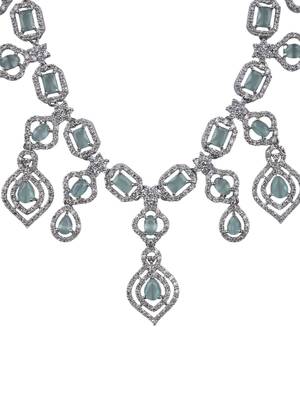 Luxury look turquoise american diamond necklace set 3