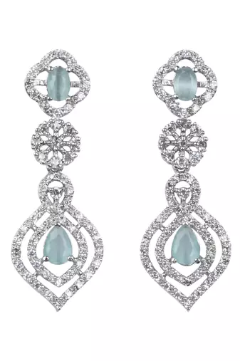 Luxury look turquoise american diamond necklace set