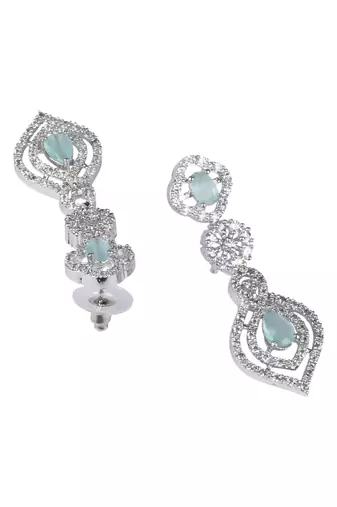 Luxury look turquoise american diamond necklace set
