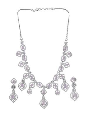 Luxury look pink american diamond necklace set 2