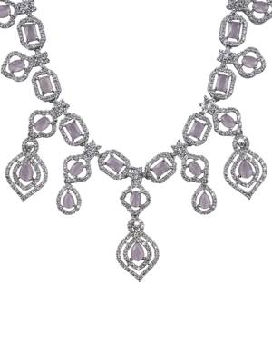 Luxury look pink american diamond necklace set 3