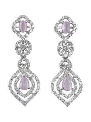 Luxury look pink american diamond necklace set 4