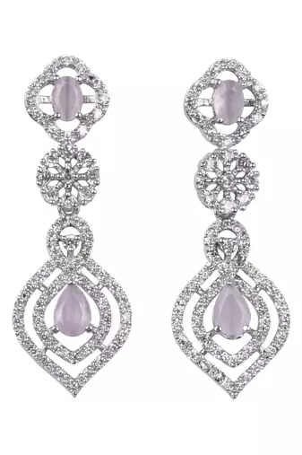 Luxury look pink american diamond necklace set
