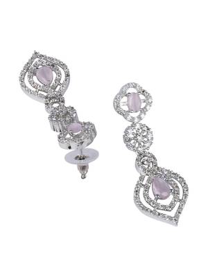 Luxury look pink american diamond necklace set 5