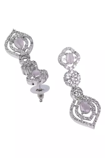 Luxury look pink american diamond necklace set