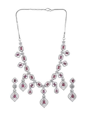 Luxury look red american diamond necklace set 2