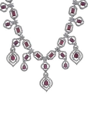 Luxury look red american diamond necklace set 3