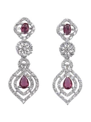Luxury look red american diamond necklace set 4