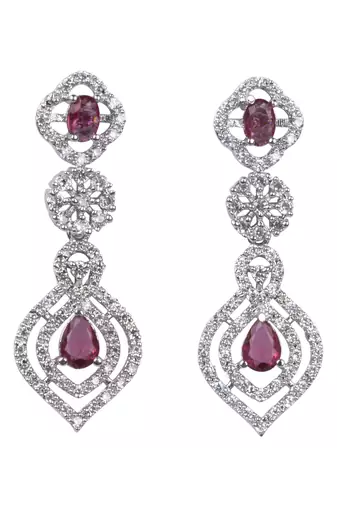 Luxury look red american diamond necklace set