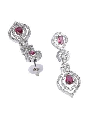 Luxury look red american diamond necklace set 5