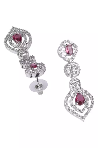 Luxury look red american diamond necklace set