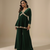Green embroidered velvet kurta set