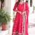 Rani Pink Vichitra Silk Embroidered Gown & Dupatta