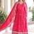 Rani Pink Vichitra Silk Embroidered Gown & Dupatta