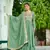 Green Vichitra Silk Embroidered Gown & Dupatta	