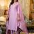 Pink viscose rayon heavy thread embroidery work kurta pant set
