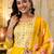 Mustard viscose rayon heavy thread embroidery work with printed dupatta kurta pant set