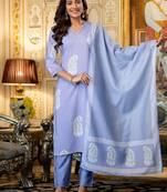 Light purple rayon printed kurta pant set