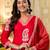 Red rayon printed kurta pant set