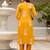 Yellow rayon printed kurta pant set