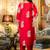 Red rayon printed kurta pant set