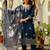 Navy blue viscose chanderi heavy thread embroidery work with printed dupatta kurta pant set