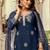 Navy blue viscose chanderi heavy thread embroidery work with printed dupatta kurta pant set