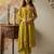 Mustard chanderi silk heavy thread embroidery work kurta pant set