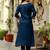 Navy blue viscose chanderi heavy thread embroidery work with printed dupatta kurta pant set