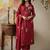 Maroon chanderi silk heavy thread embroidery work kurta pant set
