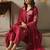 Maroon chanderi silk heavy thread embroidery work kurta pant set