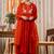 Rust chanderi silk heavy thread embroidery work kurta pant set